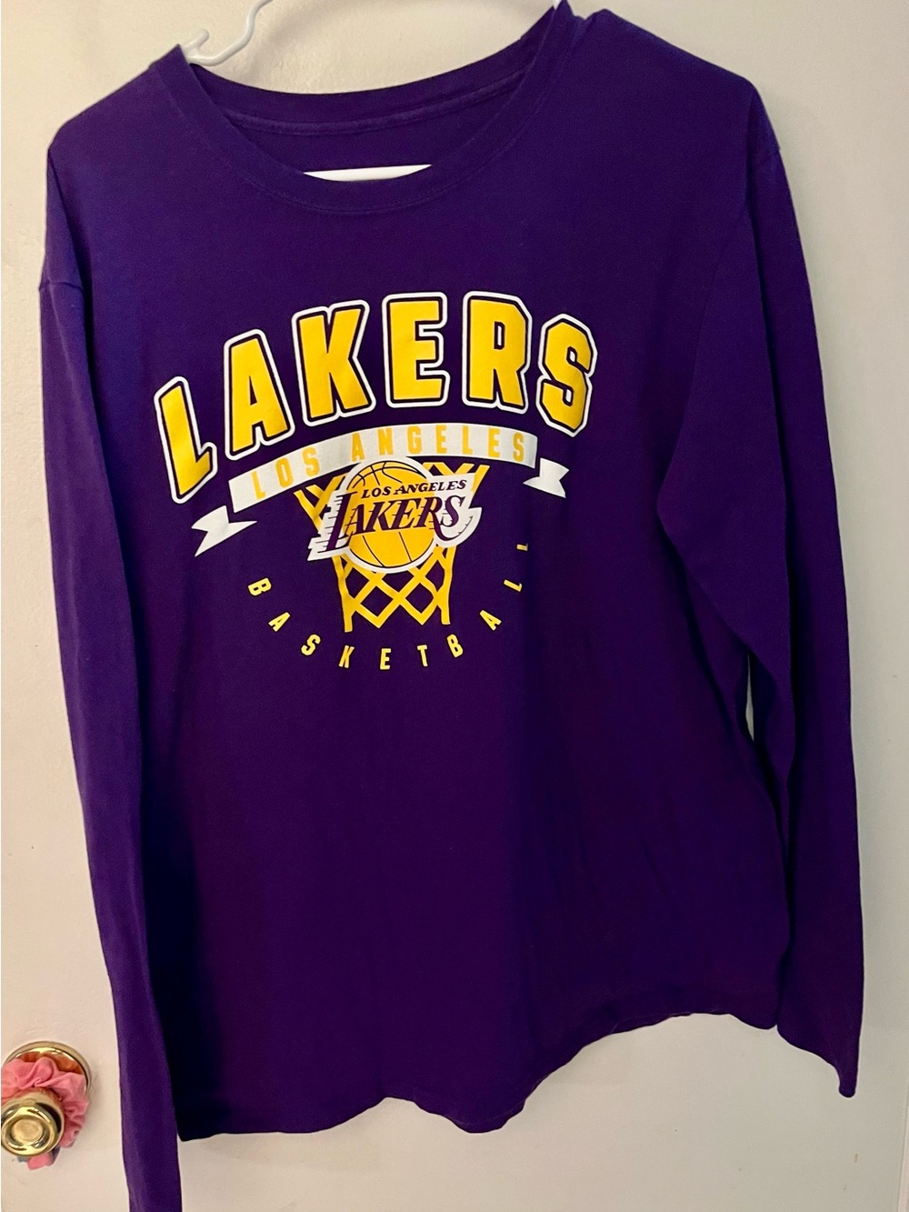 NBA Purple Long Sleeve Lakers Tee with Yellow Logo